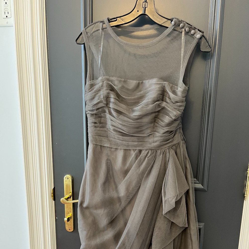 WHITE BY Vera Wang, Designer grey mini mesh dress, high fashion item